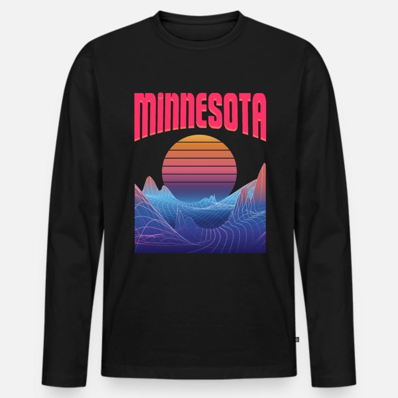 Minnesota - Männer Premium Bio Langarmshirt - Schwarz