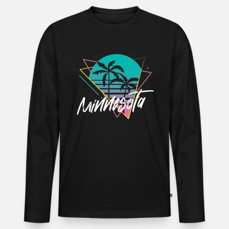 Minnesota - Männer Premium Bio Langarmshirt - Schwarz