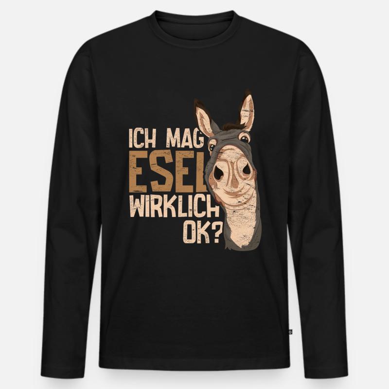 Esel - Männer Premium Bio Langarmshirt - Schwarz