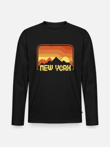 New York - Men's Premium Organic Long Sleeve Shirt - black