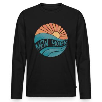 New York - Männer Premium Bio Langarmshirt - Schwarz - Vorne - Nico (187cm)