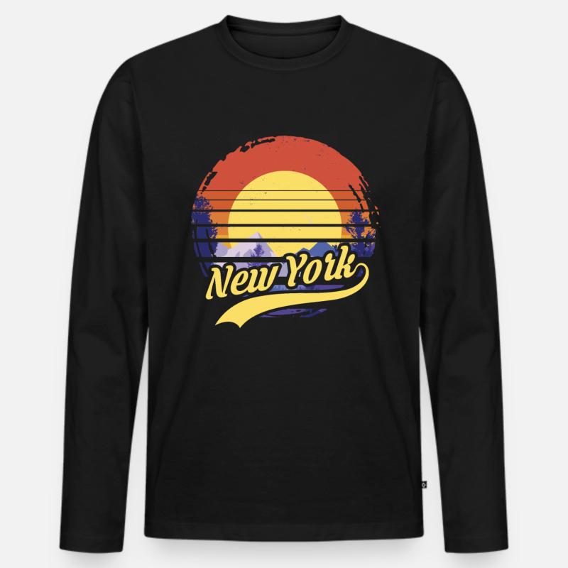 New York - Männer Premium Bio Langarmshirt - Schwarz