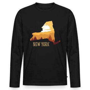 New York - Männer Premium Bio Langarmshirt - Schwarz - Vorne - Nico (187cm)
