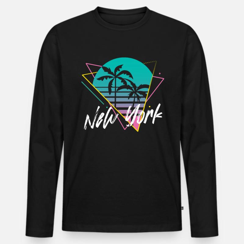 New York - Männer Premium Bio Langarmshirt - Schwarz