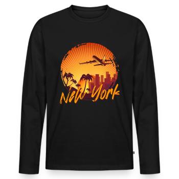 New York - T-shirt manches longues Premium bio Homme - noir - Devant - Nico (187cm)
