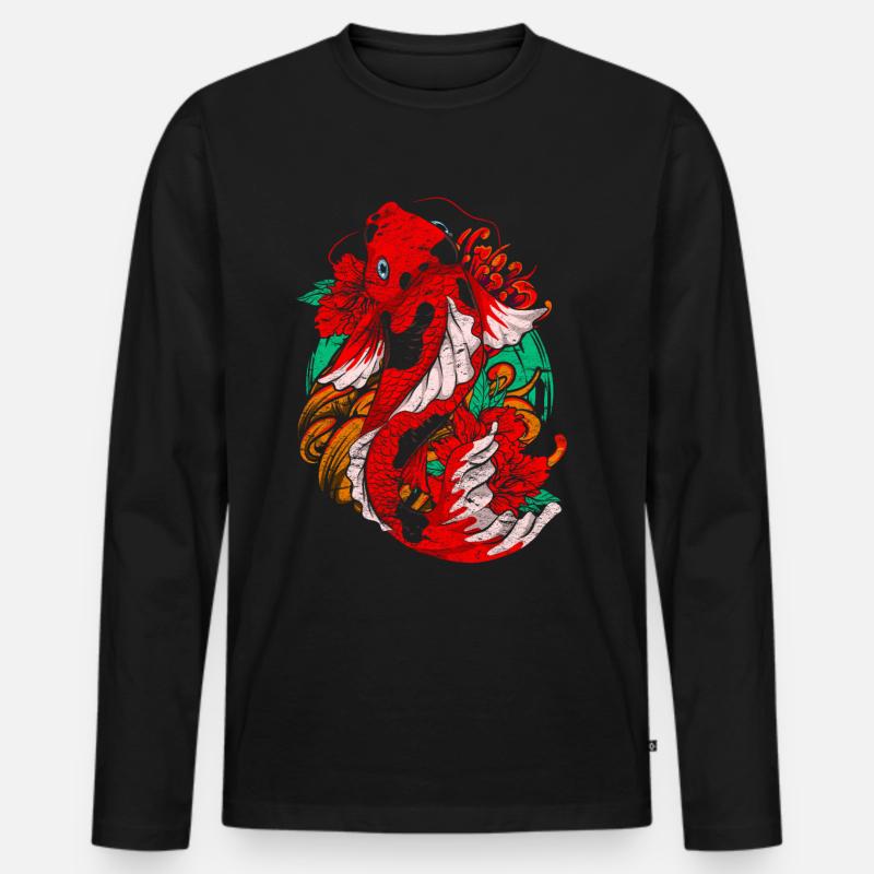 Koi Karpfen - Männer Premium Bio Langarmshirt - Schwarz