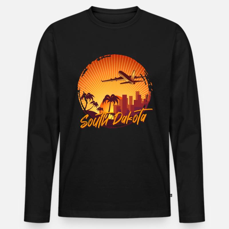 South Dakota - Männer Premium Bio Langarmshirt - Schwarz