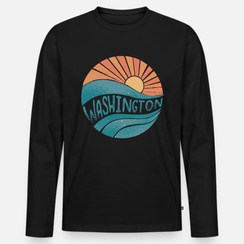 Washington - Männer Premium Bio Langarmshirt - Schwarz