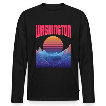 Washington - Men's Premium Organic Long Sleeve Shirt - black - Front - Nico (187cm)