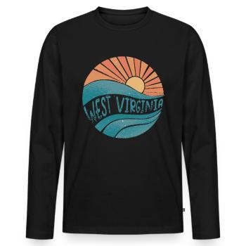 West Virginia - Männer Premium Bio Langarmshirt - Schwarz - Vorne - Nico (187cm)