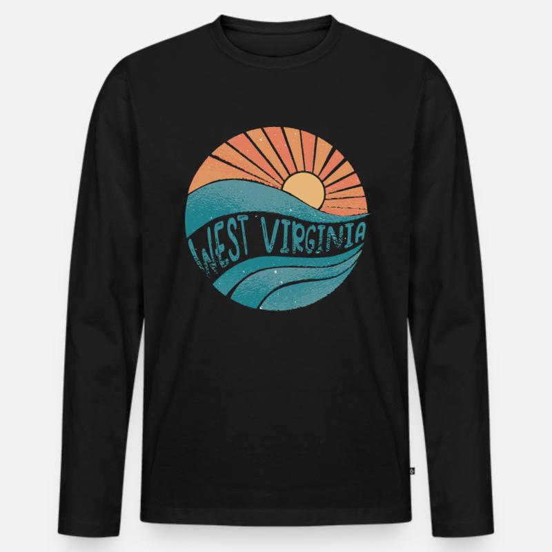 West Virginia - Männer Premium Bio Langarmshirt - Schwarz