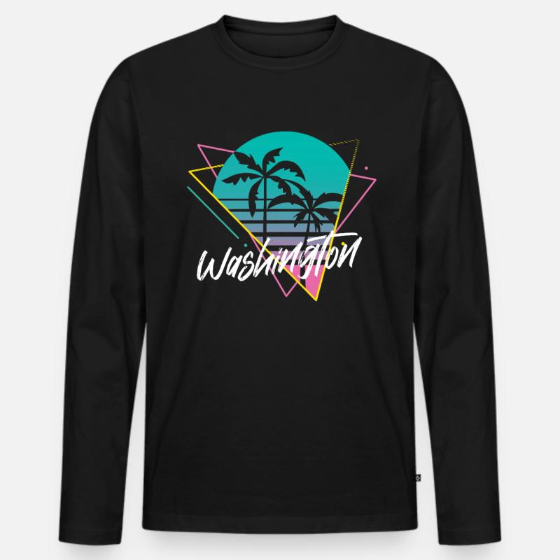 Washington - Männer Premium Bio Langarmshirt - Schwarz
