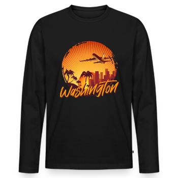 Washington - Men's Premium Organic Long Sleeve Shirt - black - Front - Nico (187cm)