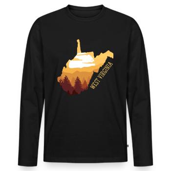 West Virginia - Männer Premium Bio Langarmshirt - Schwarz - Vorne - Nico (187cm)