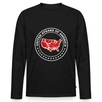 Steak - Männer Premium Bio Langarmshirt - Schwarz - Vorne - Nico (187cm)