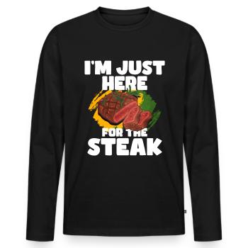 Steak - Männer Premium Bio Langarmshirt - Schwarz - Vorne - Nico (187cm)