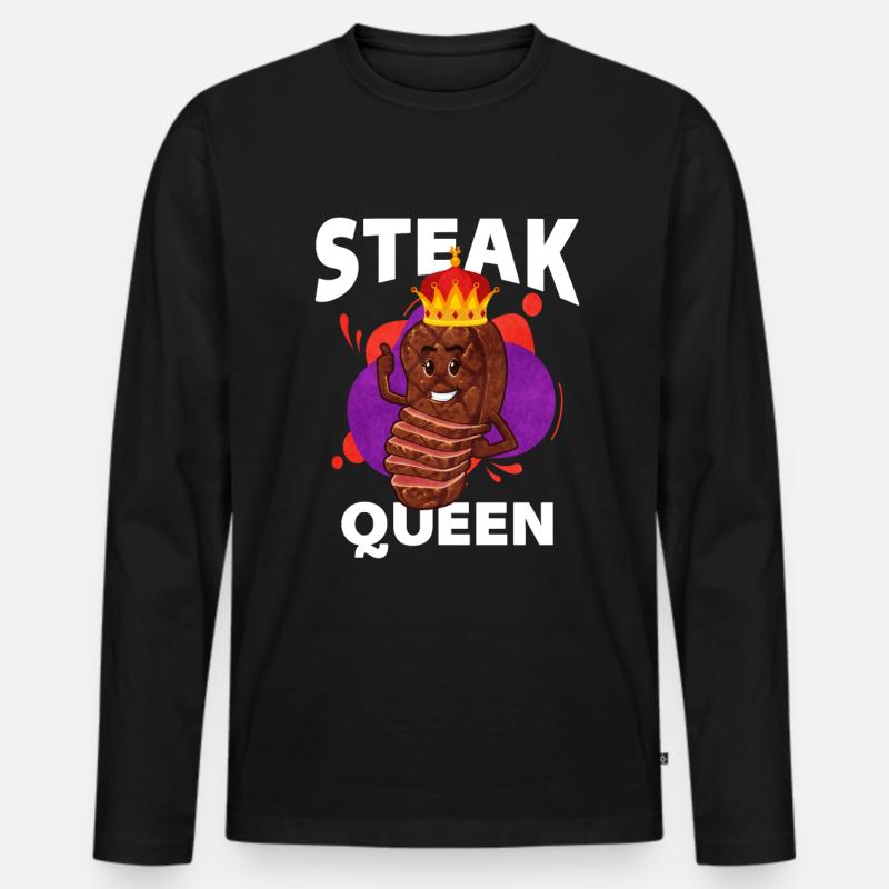 Steak - Männer Premium Bio Langarmshirt - Schwarz