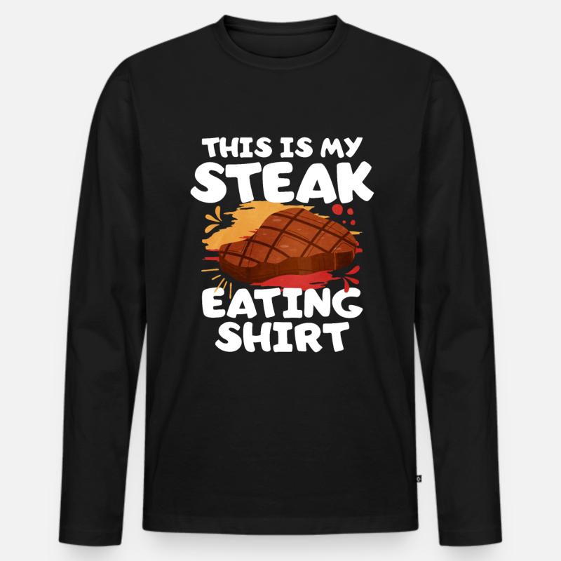 Steak - Männer Premium Bio Langarmshirt - Schwarz