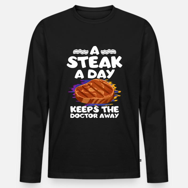 Steak - Männer Premium Bio Langarmshirt - Schwarz