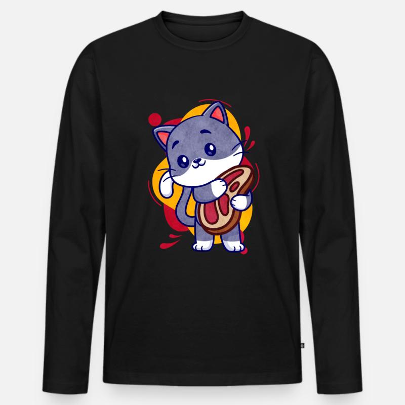 Steak - Männer Premium Bio Langarmshirt - Schwarz