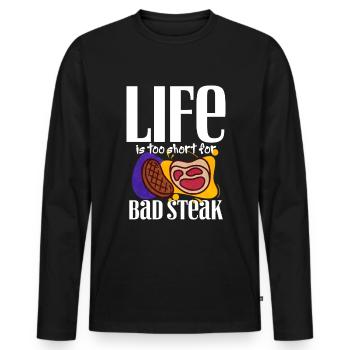 Steak - Männer Premium Bio Langarmshirt - Schwarz - Vorne - Nico (187cm)