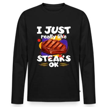 Steak - Männer Premium Bio Langarmshirt - Schwarz - Vorne - Nico (187cm)