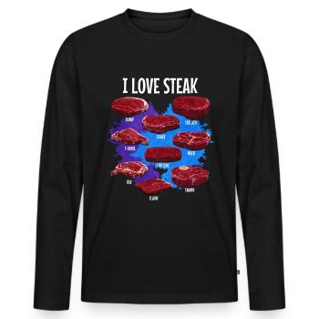 Steak - Männer Premium Bio Langarmshirt - Schwarz - Vorne - Nico (187cm)