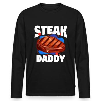 Steak - Männer Premium Bio Langarmshirt - Schwarz - Vorne - Nico (187cm)