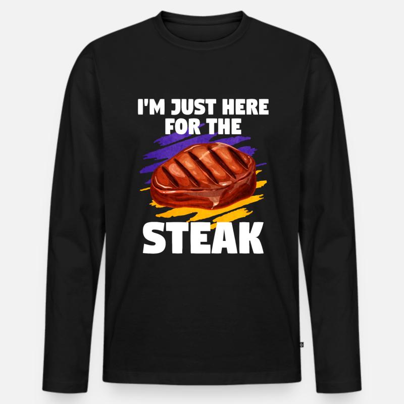 Steak - Männer Premium Bio Langarmshirt - Schwarz