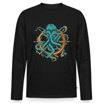 Ocean Animal Octopus Sea Animal Gift Octopus - Men's Premium Organic Long Sleeve Shirt - black - Front - Nico (187cm)