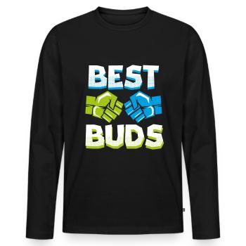 Beste Freunde Best Buds Beste Freundinin - Männer Premium Bio Langarmshirt - Schwarz - Vorne - Nico (187cm)