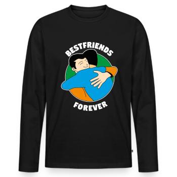 Beste Freunde Best Buds Beste Freundinin - Männer Premium Bio Langarmshirt - Schwarz - Vorne - Nico (187cm)