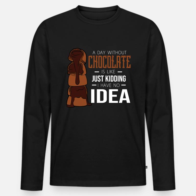 Schokolade - Männer Premium Bio Langarmshirt - Schwarz