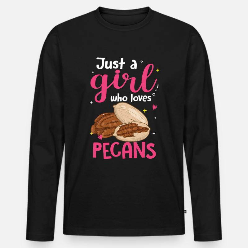 Pecannüsse Nüsse Geschenk - Männer Premium Bio Langarmshirt - Schwarz
