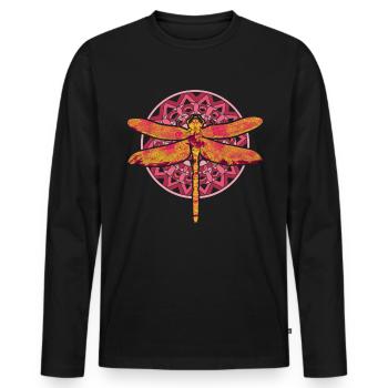 Tier Mandala Insekt Tierliebhaber Geschenk Libelle - Männer Premium Bio Langarmshirt - Schwarz - Vorne - Nico (187cm)