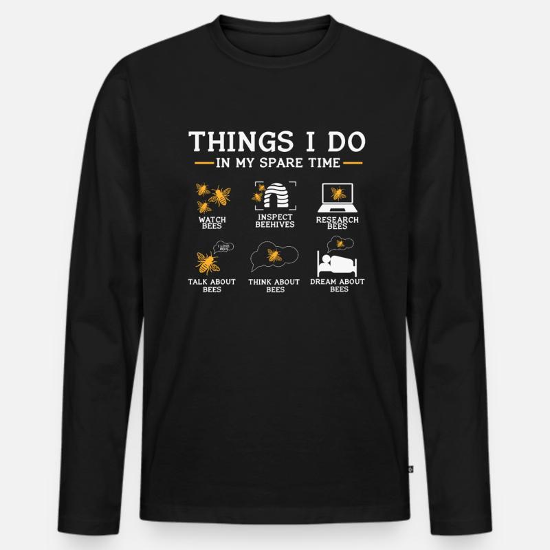 Bienen - Männer Premium Bio Langarmshirt - Schwarz