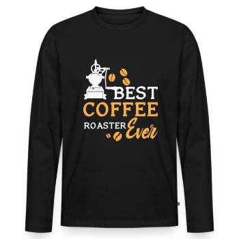 Kafffee Rösten Geschenk - Männer Premium Bio Langarmshirt - Schwarz - Vorne - Nico (187cm)