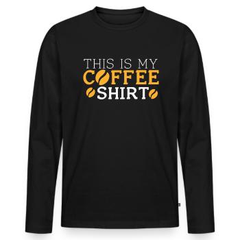 Kafffee Rösten Geschenk - Männer Premium Bio Langarmshirt - Schwarz - Vorne - Nico (187cm)