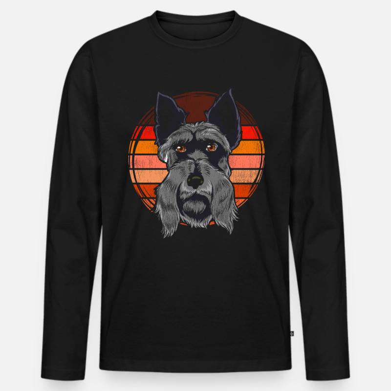 Retro Scottish Terrier - Männer Premium Bio Langarmshirt - Schwarz