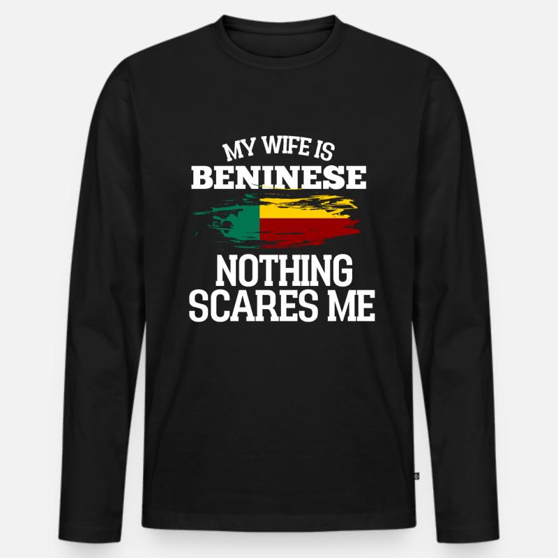 Benin Ehefrau - Männer Premium Bio Langarmshirt - Schwarz