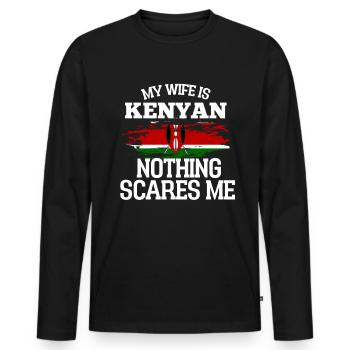 Kenya - Men's Premium Organic Long Sleeve Shirt - black - Front - Nico (187cm)