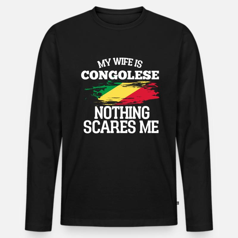 Kongo Ehefrau - Männer Premium Bio Langarmshirt - Schwarz