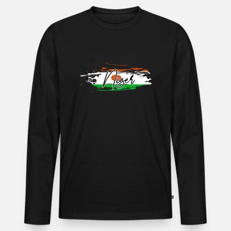 Niger - Männer Premium Bio Langarmshirt - Schwarz