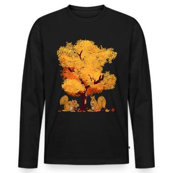 Arbre coloré feuillus feuilles feuillues feuillage cadeau automne - T-shirt manches longues Premium bio Homme - noir - Devant - Nico (187cm)