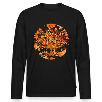 Natur Laub Wald Bunte Laubblätter Geschenk Herbst - Männer Premium Bio Langarmshirt - Schwarz - Vorne - Nico (187cm)
