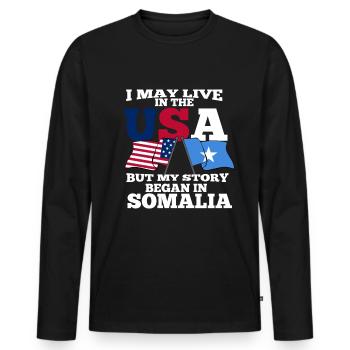 Somalia - Men's Premium Organic Long Sleeve Shirt - black - Front - Nico (187cm)