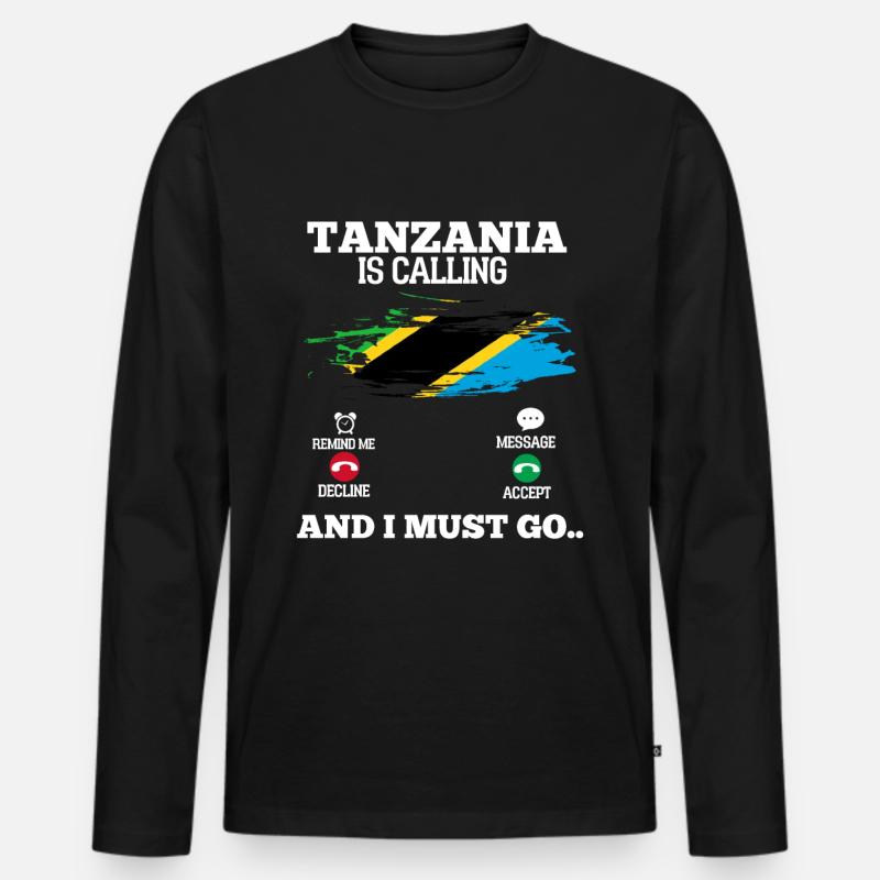 Tansania - Männer Premium Bio Langarmshirt - Schwarz