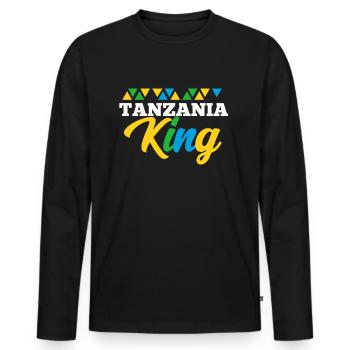 Tanzania - Men's Premium Organic Long Sleeve Shirt - black - Front - Nico (187cm)
