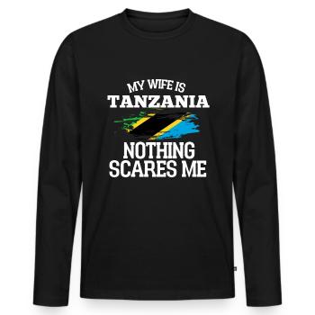 Tanzania - Men's Premium Organic Long Sleeve Shirt - black - Front - Nico (187cm)