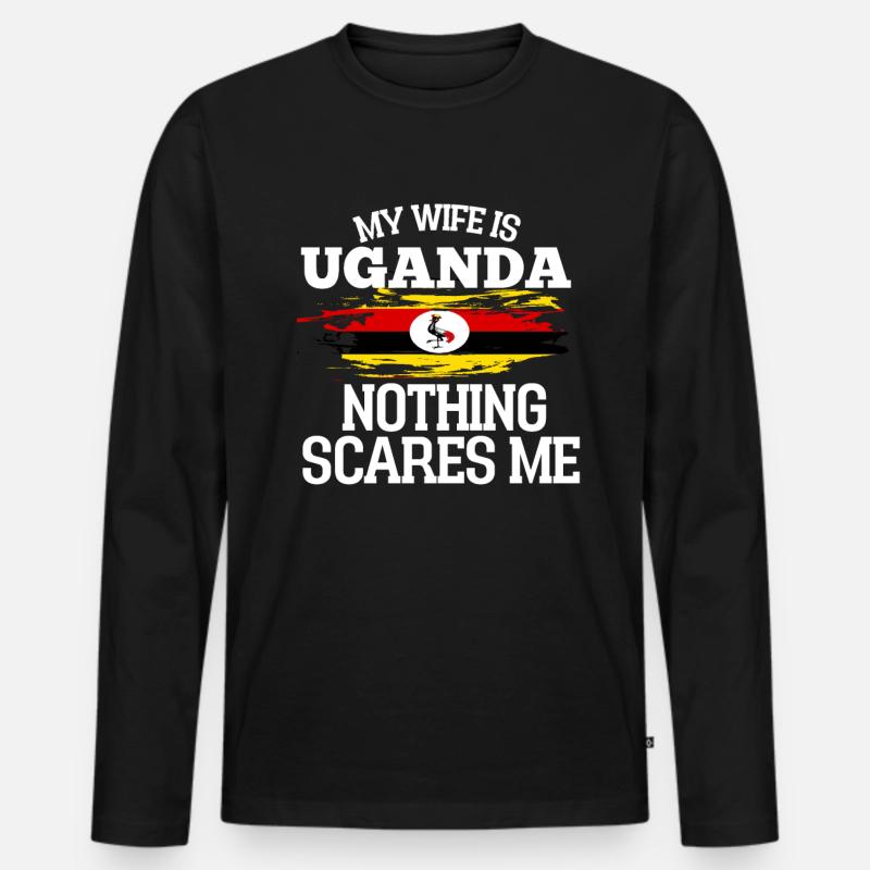 Uganda - Männer Premium Bio Langarmshirt - Schwarz